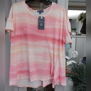 Democracy Tie Front Top Sherbet Stripes XL NWT